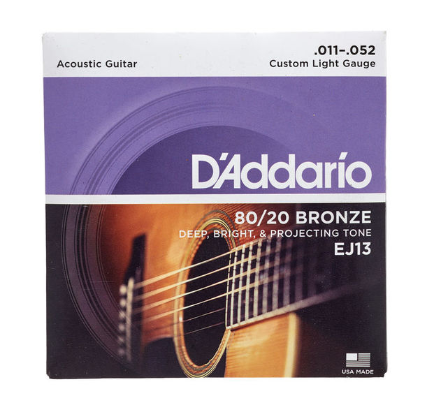 Imagem de Jogo Cordas para Guitarra Acústica D'Addario .011 80/20 Bronze EJ13